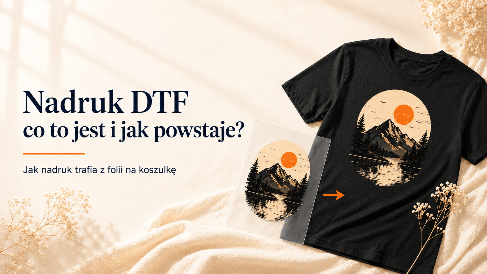 Nadruk DTF na koszulce i folia transferowa z tym samym wzorem